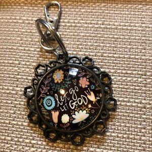 Floral Keychain with Inspirational Quote Let go Let God